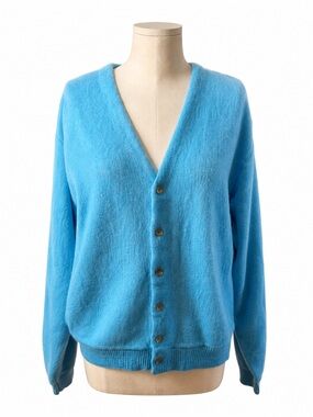 Brent Vintage Blue Mohair Cardigan Sweater Men’s XL Soft Grunge Grandpa Core